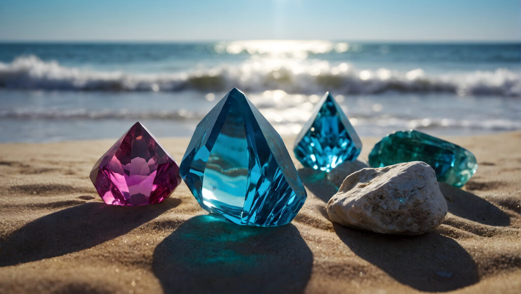 Healing Crystals concept Gems Radiating Positive Energy